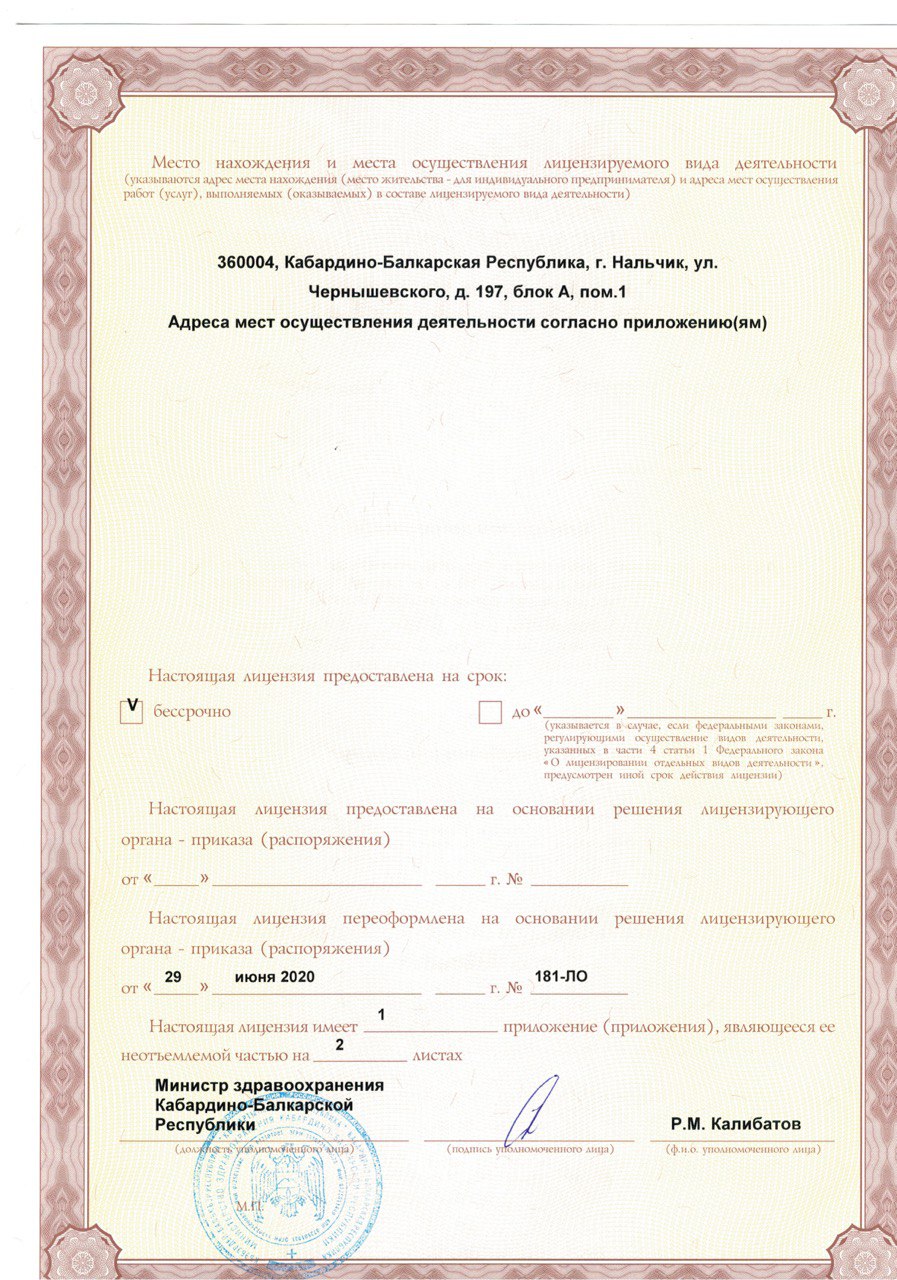 Лицензия — оборотная сторона